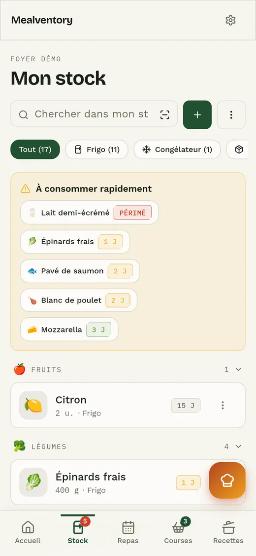 Le stock, produit par produit : chaque DLC affichée en clair, par rayon.